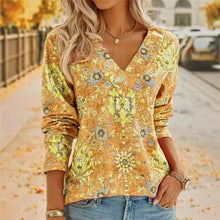 Load image into Gallery viewer, Big Size Bohemian Printed Long Sleeve T-Shirt Summer Fashion V-Neck - florentclothing store