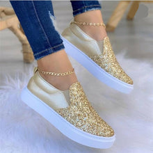 Load image into Gallery viewer, Moccasins Glitter Flat Female Loafers Shoes Rose Gold/Black/Gold