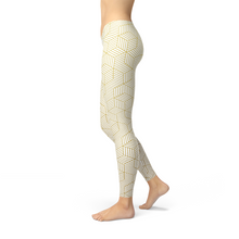 Load image into Gallery viewer, Womens White Leggings w/ Geometric Cubes - florentclothing store