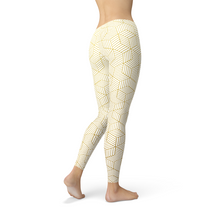Load image into Gallery viewer, Womens White Leggings w/ Geometric Cubes - florentclothing store