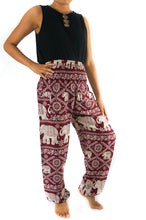 Load image into Gallery viewer, Burgundy ELEPHANT Pants Women Boho Pants Hippie Pants Yoga - florentclothing store