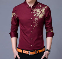 Load image into Gallery viewer, Mens Slim Fit Long Sleeve Floral Shirt - florentclothing store