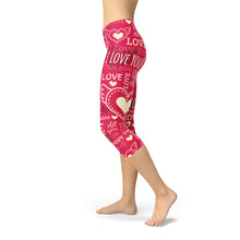Load image into Gallery viewer, Love Hearts Red Capri Leggings - florentclothing store