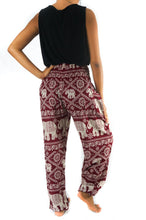 Load image into Gallery viewer, Burgundy ELEPHANT Pants Women Boho Pants Hippie Pants Yoga - florentclothing store