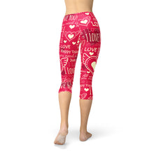 Load image into Gallery viewer, Love Hearts Red Capri Leggings - florentclothing store