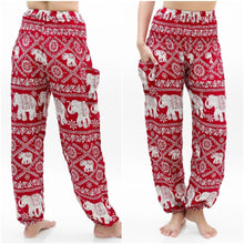 Load image into Gallery viewer, Burgundy ELEPHANT Pants Women Boho Pants Hippie Pants Yoga - florentclothing store