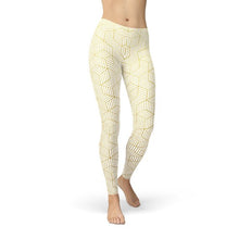 Load image into Gallery viewer, Womens White Leggings w/ Geometric Cubes - florentclothing store
