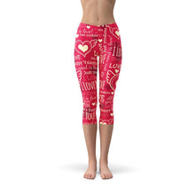 Load image into Gallery viewer, Love Hearts Red Capri Leggings - florentclothing store