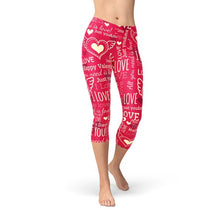 Load image into Gallery viewer, Love Hearts Red Capri Leggings - florentclothing store