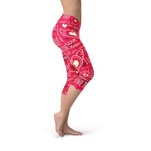 Load image into Gallery viewer, Love Hearts Red Capri Leggings - florentclothing store