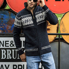 Load image into Gallery viewer, Winter Men's Jacquard Sweater Coat Christmas snowflake print Knitted Cardigan Turtleneck Full Zip Casual Warm Wool Sweater 5XL - FlorentClothingStore