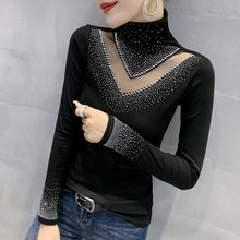 Load image into Gallery viewer, New 2022 Spring Autumn Long Sleeve T-Shirt Fashion Casual Turtleneck Diamond Woman T - FlorentClothingStore