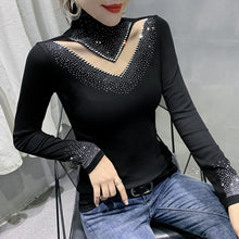 Load image into Gallery viewer, New 2022 Spring Autumn Long Sleeve T-Shirt Fashion Casual Turtleneck Diamond Woman T - FlorentClothingStore