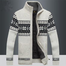 Load image into Gallery viewer, 2021 Winter Sweater Male Thicken Fleece Men Cardigan Cotton Knitted Jacquard Men - FlorentClothingStore