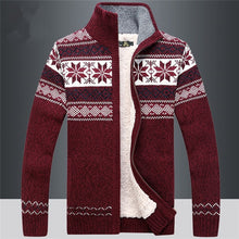 Load image into Gallery viewer, 2021 Winter Sweater Male Thicken Fleece Men Cardigan Cotton Knitted Jacquard Men - FlorentClothingStore