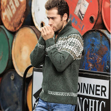 Load image into Gallery viewer, Winter Men's Jacquard Sweater Coat Christmas snowflake print Knitted Cardigan Turtleneck Full Zip Casual Warm Wool Sweater 5XL - FlorentClothingStore