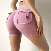 Load image into Gallery viewer, TRY TO BN Women Sport Shorts Pockets Gym Sexy High Waist Workout Push Up Booty - florentclothing store