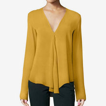 Load image into Gallery viewer, Women's V Neck Chiffon Shirt Top Plus Size 6XL Long Sleeve Black Feminine Blouse 2020 - florentclothing store