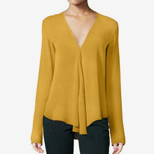 Load image into Gallery viewer, Women's V Neck Chiffon Shirt Top Plus Size 6XL Long Sleeve Black Feminine Blouse 2020 - florentclothing store
