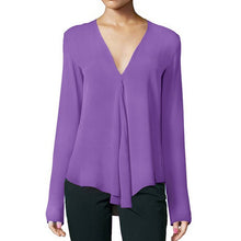 Load image into Gallery viewer, Women's V Neck Chiffon Shirt Top Plus Size 6XL Long Sleeve Black Feminine Blouse 2020 - florentclothing store