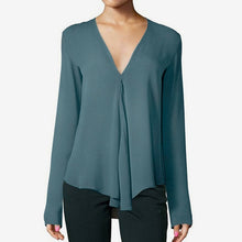 Load image into Gallery viewer, Women's V Neck Chiffon Shirt Top Plus Size 6XL Long Sleeve Black Feminine Blouse 2020 - florentclothing store
