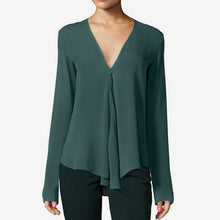 Load image into Gallery viewer, Women's V Neck Chiffon Shirt Top Plus Size 6XL Long Sleeve Black Feminine Blouse 2020 - florentclothing store