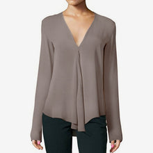 Load image into Gallery viewer, Women's V Neck Chiffon Shirt Top Plus Size 6XL Long Sleeve Black Feminine Blouse 2020 - florentclothing store