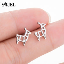 Load image into Gallery viewer, SMJEL Stainless Steel Mickey Stud Earrings for Women Girls Minimalist Fox Cat - florentclothing store