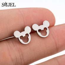 Load image into Gallery viewer, SMJEL Stainless Steel Mickey Stud Earrings for Women Girls Minimalist Fox Cat - florentclothing store