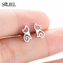 Load image into Gallery viewer, SMJEL Stainless Steel Mickey Stud Earrings for Women Girls Minimalist Fox Cat - florentclothing store