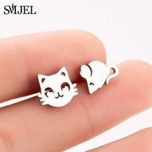 Load image into Gallery viewer, SMJEL Stainless Steel Mickey Stud Earrings for Women Girls Minimalist Fox Cat - florentclothing store