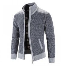 Load image into Gallery viewer, New Men's Sweater Coat Fashion Patchwork Knitted  Slim Fit Stand Collar Thick Warm - FlorentClothingStore