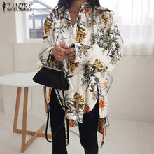 Load image into Gallery viewer, Stylish Solid Shirts Women's Asymmetrical Blouse 2022 ZANZEA Casual Lace Up Blusas   Oversized Tunic - FlorentClothingStore