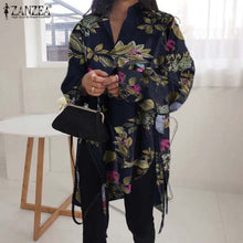Load image into Gallery viewer, Stylish Solid Shirts Women's Asymmetrical Blouse 2022 ZANZEA Casual Lace Up Blusas   Oversized Tunic - FlorentClothingStore