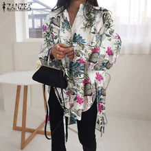 Load image into Gallery viewer, Stylish Solid Shirts Women's Asymmetrical Blouse 2022 ZANZEA Casual Lace Up Blusas   Oversized Tunic - FlorentClothingStore