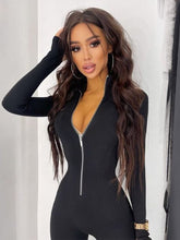 Load image into Gallery viewer, Dulzura 2021 Autumn Winter Women Solid Long Sleeve Zipper Jumpsuit Skinny - FlorentClothingStore