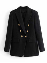 Load image into Gallery viewer, Klkxmyt Blazer Women 2022 New Fashion Metal Double Breasted Woollen Long Sleeve - FlorentClothingStore
