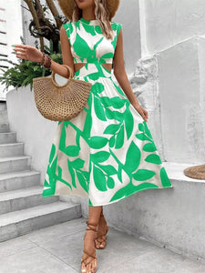 Cutout Printed Sleeveless Dress