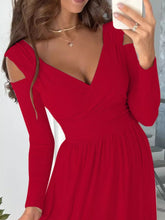 Load image into Gallery viewer, Slit Surplice Cold Shoulder Maxi Dress - florentclothing store 
