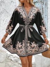 Load image into Gallery viewer, Paisley V-Neck 3/4 Sleeve Mini Dress
