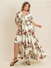 Load image into Gallery viewer, Plus Size Floral Flutter Sleeve Maxi Dress with Button Front - florentclothing store 
