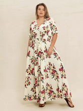 Load image into Gallery viewer, Plus Size Floral Flutter Sleeve Maxi Dress with Button Front - florentclothing store 
