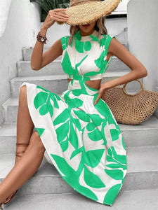 Cutout Printed Sleeveless Dress