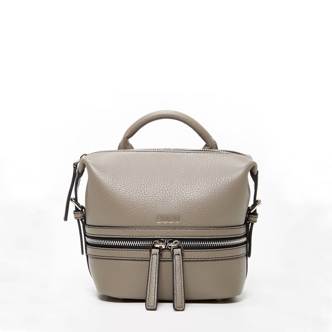 Gray Leather Backpack Purse for Women Convertible Crossbody Bag Medium - florentclothing store 