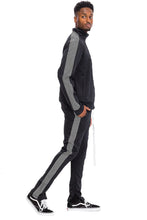 Load image into Gallery viewer, Single Stripe Zip Up Track Jacket and Track Pant Matching Set SET123
