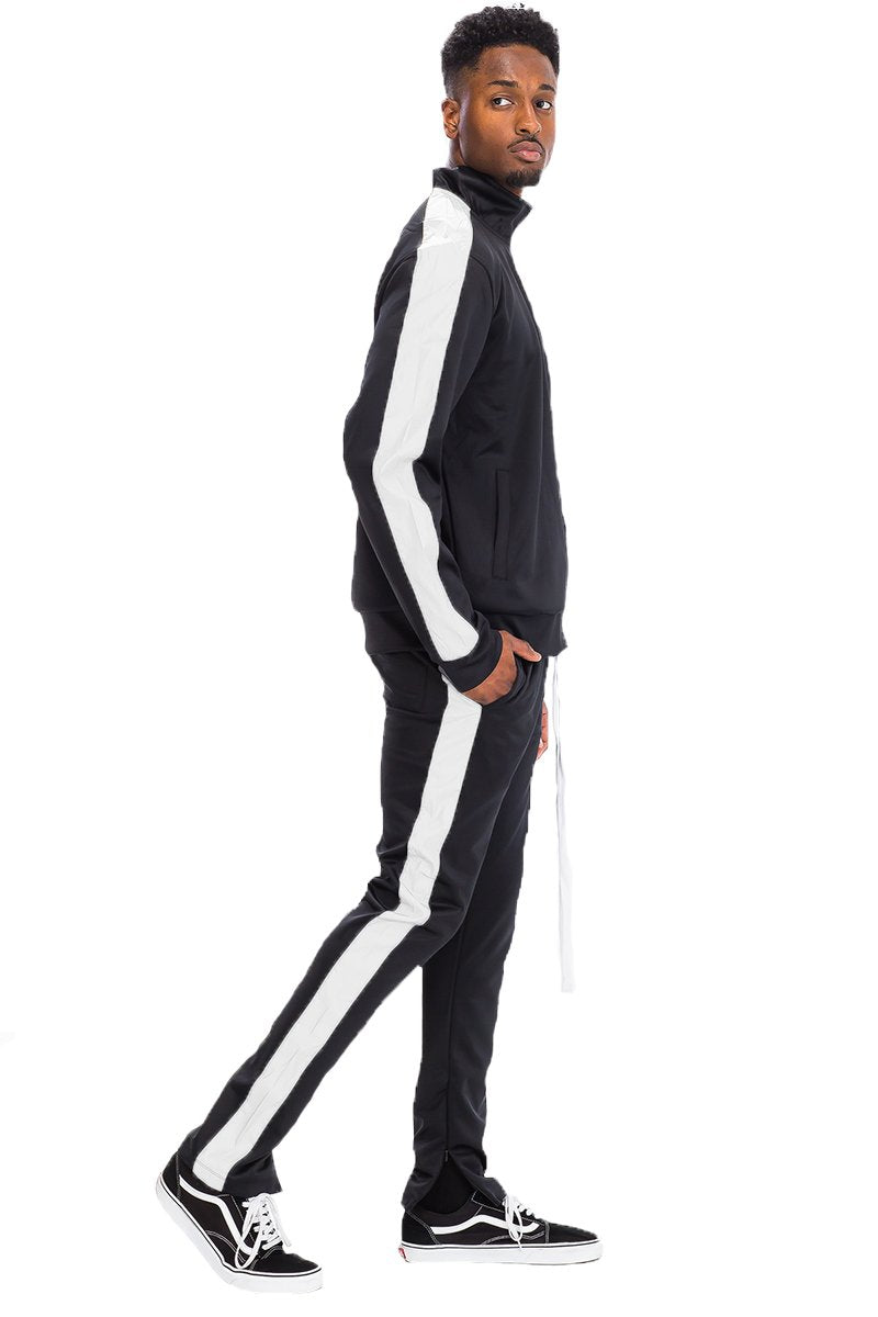 Single Stripe Zip Up Track Jacket and Track Pant Matching Set SET123