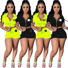 Load image into Gallery viewer, Women  Clothing   Zipper Hooded Casual Solid Color  Two-Piece Set
