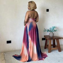 Load image into Gallery viewer, Women Clothing Gradient Color Waist A line Pleated Halter Backless
