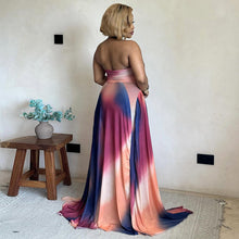 Load image into Gallery viewer, Women Clothing Gradient Color Waist A line Pleated Halter Backless
