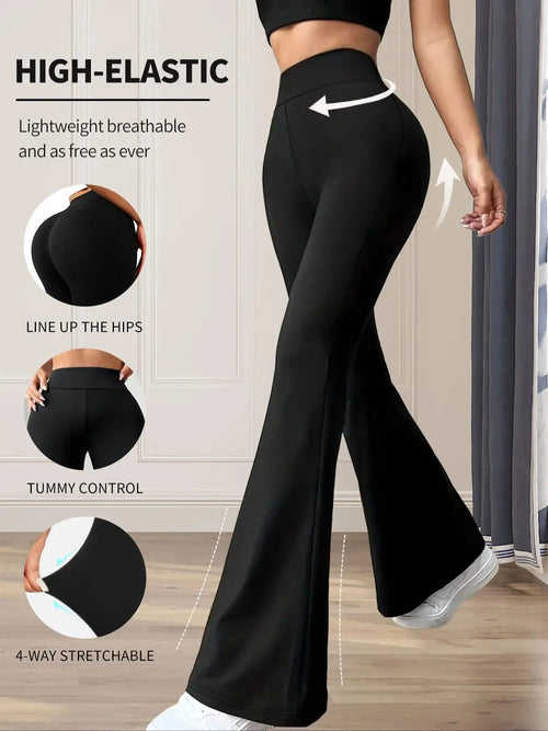 Women's spring and summer high waisted tight fitting flared pants, - florentclothing store 